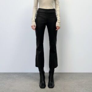 (NWT) ZARA Sheep Leather High Waist Cropped Flared Pants Black. Size XS